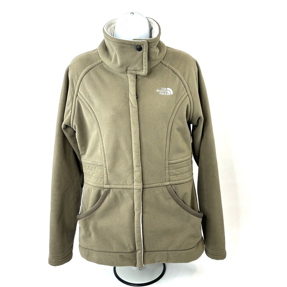The North Face Jacket Womens Medium Olive Softshell Fleece Lined Full Zip